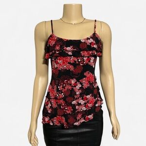 A. Byer Red and Black Floral Camisole